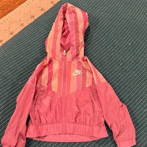 Nike Pink and White Hooded Windbreaker